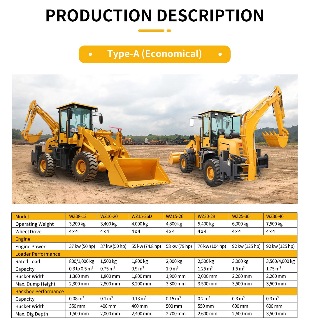 China Manufacturer 4X4 Small Mini Excavator Backhoe Loader for Sale